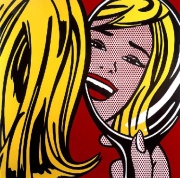 Girl in mirror (1964), óleo de Roy Lichtenstein, famoso representante del pop art. Imagen: es.wahooart.com